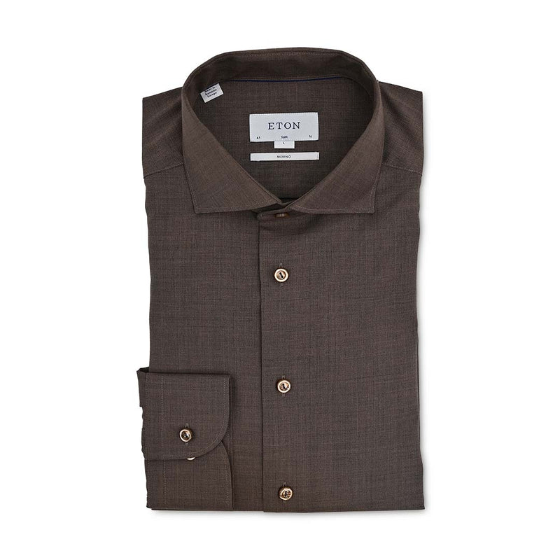 1000 10556 36 SLIM SHIRT | BROWN MERINO