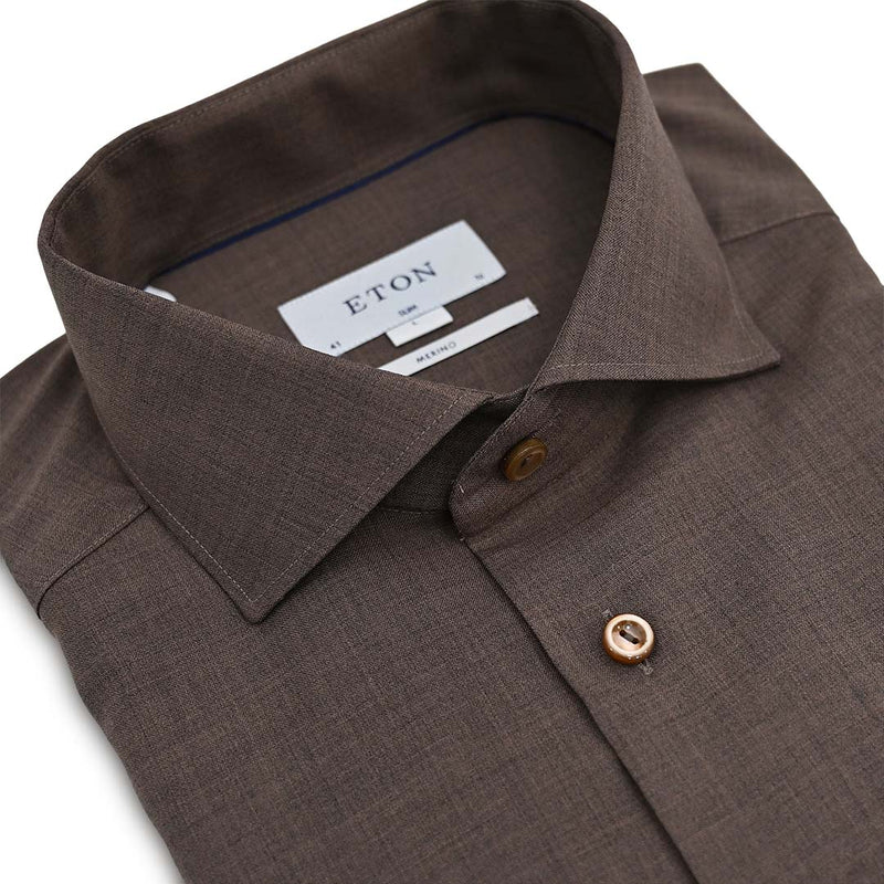 1000 10556 36 SLIM SHIRT | BROWN MERINO